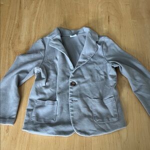 Light Gray Single-Button Knit Blazer